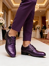 baratos Sapatos Derby-Sapatos sociais masculinos em couro sintético laranja vibrante com estampa de cobra, bico fino e cadarço, ideais para baladas, festas, ocasiões especiais e casamentos.