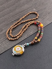 abordables Accesorios de vacaciones-Collar bohemio para hombre, cuentas y piedras de madera de múltiples materiales, varios estilos, joyería tribal hecha a mano, perfecto para uso diario informal y viajes de vacaciones.