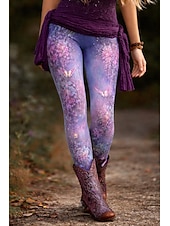  نسائي سراويل طماق بنطال ضيق مريح أناقة الشارع كاجوال مكتمل الطول خصر عالي ورد مرونة الخصر طباعة التنفس إمكانية مريح قابل للبسط عطلة شارع مناسب للبس اليومي أزرق أخضر داكن زهري أحمر الصيف الربيع الخريف