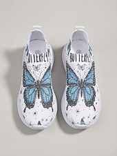 ieftine Adidași de Damă-Adidași sport fără mâneci pentru femei cu imprimeu de fluturi, pantofi sport respirabili, ușori și confortabili, pentru călătorii și plimbări în aer liber &amp;purtare de zi cu zi