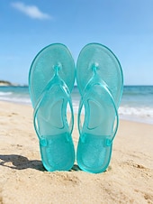 voordelige Vrouwen-Waterdichte zwarte jelly teenslippers voor dames - lichtgewicht, transparante platte sandalen met bandjes voor strandvakanties en wandelingen langs de kust. &amp;zomerse eilandvakanties