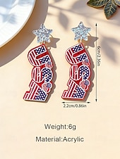 preiswerte Zubehör-Patriotische Acryl-Ohrhänger für Damen, mehrfarbiger Statement-Schmuck in Rot, Weiß und Blau für die Feierlichkeiten zum 250. Jahrestag der USA, den Unabhängigkeitstag und den Alltag.