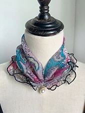 economico Accessori per le vacanze-sciarpa in chiffon di poliestere in stile bohémien da donna, stampe floreali multicolori, fascia versatile, perfetta per l'abbigliamento casual quotidiano e le vacanze al mare