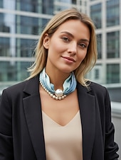 preiswerte Urlaubszubehör-Magnetische Schal-Halskette aus Polyester und Kunstperlen für Damen, modisches, mehrfarbiges Design, geeignet für Alltag, Reisen und Urlaub