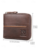 billige Lommebøker-Herre vintage lommebok i ekte skinn i flere farger stor kapasitet flere kort glidelås rundt bifold lommebok for uformell daglig bruk, reiseferie og hverdagsbruk