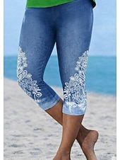  Per donna Pantaloni capri Leggings Vacanza Vintage Moda Lunghezza al polpaccio Misura del girovita medio Floreale Grafico Stampa Stampato Comodità Morbido Traspirante Elasticizzato Casuale Quotidiano
