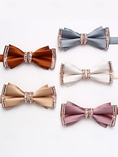 זול חתונה ACC-פפיון פוליאסטר לגברים - אפשרויות צבעוניות, עיטורי אבני חן, גודל מתכוונן, מושלם לחתונות ומסיבות