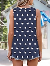 preiswerte Unabhängigkeitstag Top-Amerikanischer Unabhängigkeitstag Damen Tank Top Druck Grafik Flagge Amerikanische Flagge Elegant Stilvoll Klassisch Ärmellos Ärmellos V Ausschnitt Lange Oberteile Täglich Blau Rote Sommer Frühling
