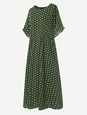 preiswerte T Shirt-Kleider-Damen Midikleid Freizeitkleid T-Shirt-Kleid A Linie Kleid Elegant Mode Modern Outdoor Urlaub Ausgehen Normale Passform Tupfen Kurzarm Rundhalsausschnitt Blau Gelb Rosa Grün Sommer Frühling