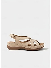 voordelige Comfortsandalen-Comfortabele dameswandelsandalen met een gedempt voetbed en verstelbare sleehak met gekruiste bandjes, ideaal voor winkelen, reizen en dagelijks gebruik.