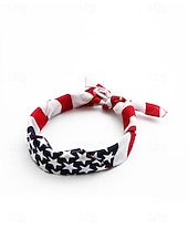  Dames bohemian katoenen bandana set met Amerikaanse vlag, bestaande uit twee delen: een veelzijdige hoofddoek en nekwarmer voor de viering van het 250-jarig bestaan van de VS, Onafhankelijkheidsdag,