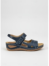 economico Sandali Piani-sandali da donna in similpelle con cinturino regolabile – zeppe aperte con supporto plantare, comode scarpe estive da passeggio per l'uso quotidiano