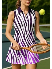 economico Abbigliamento Tennis da donna-Per donna Sfumatura Zebra Abito sportivo Abito polo da tennis Senza Maniche Zip a un quarto Elastico Traspirante Pallavolo Tennis Golf Colletto Collo ripiegato Vestito Rosa Blu Reale Blu
