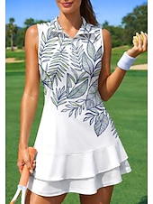 abordables Robe de tennis pour femmes-Femmes Floral tenue de sport Robe polo de tennis Sans manches Fermeture éclair Quart de zip Élastique Évacuation de la transpiration Respirant Volley-ball Tennis Le golf Col Col Rabattu Robe Noir