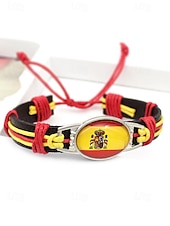 abordables Accesorios-Pulsera de hombre de piel sintética y acrílico con la bandera nacional, pulsera multinacional para aficionados al fútbol, para el día del partido, para animar en el estadio, para ropa deportiva informal y para el día a día.