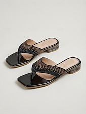 Χαμηλού Κόστους Σανδάλια Slide-Γυναικεία ροζ φλατ σανδάλια με στρας, βραδινές παντόφλες με ανοιχτή μύτη για δείπνο σε θέρετρο, διακοπές &amp;καλοκαιρινές εκδηλώσεις για πάρτι