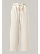 abordables Pantalones de pierna recta-Mujer Pantalones Rectos Vacaciones Básico Longitud total Media cintura Comodidad Rígido Diario Negro Caqui Beige Café Verano Primavera Otoño
