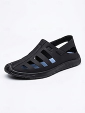 preiswerte Männer-Graue Herren-Strandsandalen mit Cut-outs, leichte, geschlossene Slipper für den Sommer, lässiger Resort-Stil, perfekt für Strandurlaub, Spaziergänge am Meer und Ferien.