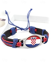 abordables Accesorios-Pulsera de hombre de piel sintética y acrílico con la bandera nacional, pulsera multinacional para aficionados al fútbol, para el día del partido, para animar en el estadio, para ropa deportiva informal y para el día a día.
