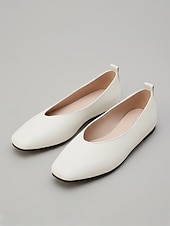 Χαμηλού Κόστους Γυναικείες Μπαλαρίνες-Γυναικεία ροζ φλατ παπούτσια με τετράγωνη μύτη, casual μινιμαλιστικά slip-on παπούτσια, άνετα μαλακά μπαλαρίνες από τεχνητό δέρμα για καθημερινή χρήση, γραφείο &amp;καλοκαίρι