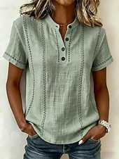  Women's Blouse Graphic Striped Vintage Stylish Basic Short Sleeve V Neck Regular Tops Casual Daily Blue White Pink Orange Green Summer Spring
