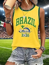  Per donna Canotta Grafico Geometrico Squadra di calcio Vintage Elegante Classico Senza Maniche Girocollo Top lunghi Casuale Quotidiano Blu Nero Giallo Rosso Estate Primavera