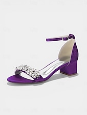 voordelige Hakken Sandalen-Damessandalen met dikke hak en nude strass-steentjes - elegante cocktailschoenen met enkelbandje