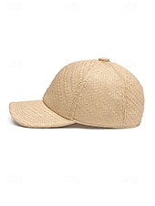 tanie Kapelusze damskie-Damska czapka baseballowa ze słomy w stylu boho, regulowany, wielokolorowy, tkany kapelusz przeciwsłoneczny na wakacje na plaży, podróże do kurortu, wypoczynek na świeżym powietrzu i codzienny strój