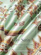 ieftine Bluze și cămăși-Cămașă cu mânecă dolman din satin mătăsos totem etnic