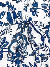 voordelige Bloemenjurken-Dames Maxi-jurk A lijn jurk Slipdress Vakantie Casual Buiten Uitgaan Standaard pasvorm Bloemig Mouwloos V-hals blauw Zomer Lente