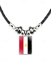 preiswerte Zubehör-Herren-Legierung &amp;Acryl-Halskette mit Anhängern in Nationalflaggen-Optik, verschiedene Ländermotive, lässiger Boho-Stil, perfekt für Fußballfans, Spieltage und Outdoor-Aktivitäten. &amp;Alltagskleidung
