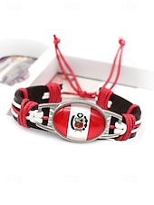 abordables Accesorios-Pulsera de hombre de piel sintética y acrílico con la bandera nacional, pulsera multinacional para aficionados al fútbol, para el día del partido, para animar en el estadio, para ropa deportiva informal y para el día a día.