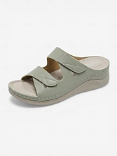 abordables Comfort Sandals-Women's Light Brown Arch Support Comfort Sandals – Double Adjustable Strap Slide Slippers, Soft Cushioned Slip-On Shoes for Home, Travel &amp; Everyday Use
