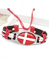 abordables Accesorios-Pulsera de hombre de piel sintética y acrílico con la bandera nacional, pulsera multinacional para aficionados al fútbol, para el día del partido, para animar en el estadio, para ropa deportiva informal y para el día a día.