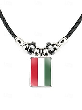 preiswerte Zubehör-Herren-Legierung &amp;Acryl-Halskette mit Anhängern in Nationalflaggen-Optik, verschiedene Ländermotive, lässiger Boho-Stil, perfekt für Fußballfans, Spieltage und Outdoor-Aktivitäten. &amp;Alltagskleidung