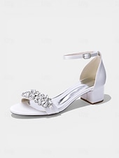 voordelige Hakken Sandalen-Damessandalen met dikke hak en nude strass-steentjes - elegante cocktailschoenen met enkelbandje