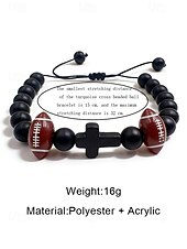 abordables Accesorios-Pulsera deportiva para hombre de materiales mixtos con motivos de fútbol y baloncesto. &amp;Cuentas de fútbol, tamaño ajustable, accesorio de apoyo para aficionados, ropa informal para el día del partido,