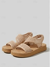 abordables Sandalias Planas-Sandalias de plataforma de malla transpirable para mujer: sandalias ligeras e informales de verano, cómodas y de punta abierta, ideales para caminar, viajar, ir a la playa, al jardín y para el uso