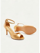 abordables Sandalias de tacón-Zapatos de tacón de aguja con punta abierta y correa en el tobillo para mujer, diseño elegante para bodas, fiestas y eventos formales