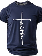 cheap Faith T shirts-Faith Cross Men's Minimalist Christian Spiritual Religious T Shirt Graphic Crew Neck Short Sleeve Church Worship Easter Gift for Believers Designer Clothing Apparel
