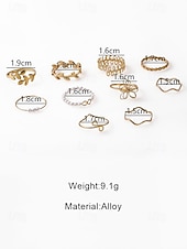 billiga Damringar-Justerbart bohemiskt ringset med 10 delar för kvinnor, stapelbara fingerringar i guld- och silverfärgad legering för strandsemester, festivalstil och vardagskläder