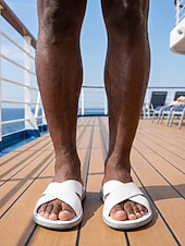 cheap Men-Men's White Cross Strap Slide Sandals Lightweight Soft Sole Casual Summer Slippers Comfortable Open-Toe Footwear for Men, Island &amp; Cruise Getaways, Beach Walks and Resort Leisure