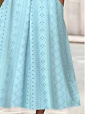voordelige Witte jurk-Dames Halflange jurk Zomerjurk Jurk met oogjes Modieus Modern Strand Vakantie Feestdagen Ruim Passend Effen Halve mouw V-hals blauw Zomer Lente