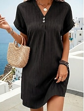 voordelige Eenvoudige jurk-Dames Mini-jurk Casual jurk T shirt jurk Zomerjurk Basic Klassiek Dagelijks Vakantie Ruim Passend Effen Korte mouw V-hals blauw Zwart Wit Lichtgroen Zomer Lente