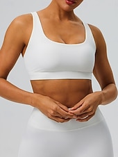abordables Sujetadores deportivos &amp; chalecos-Mujer Camisetas sin mangas para hacer ejercicio Sujetadores de Deporte Cuchara Ropa Interior / Prenda Interior Absorción de impacto Tamaño Ajustable Ligero Inalámbrico Acolchado Color sólido Deporte
