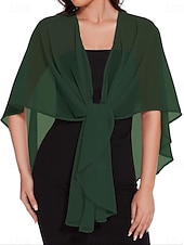 billiga Sjalar-Sjalar Bolero Mammas Wraps Bridal's Wraps Bröllopsgästs wraps Elegant damer Formell Stil Ärmlös Chiffong Brudsjalar Med Ren Färg Till Dagligen Vår &amp; sommar
