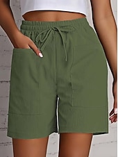 economico Pantaloncini Bermuda-Per donna Bermuda Chinos Shorts Pantaloni Eleganti Vacanza Essenziale Comfort Corto Vita Alta Semplice Coulisse Comodità Elasticizzato Quotidiano Casual Quotidiano Blu Rosso Aalbicocca Nero Estate
