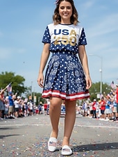  Damen-Strickschuhe zum 250-jährigen Jubiläum der USA – bequeme, leichte Freizeitschuhe im patriotischen Streetstyle für Nationalfeiertage, Festivals und Reisen &alltägliches Gehen