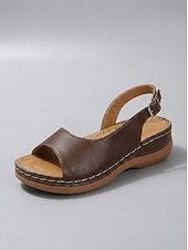 voordelige Platte Sandalen-Witte slingback sandalen voor dames - comfortabele sandalen met verstelbare gespsluiting, ideaal voor casual uitjes, zomerse stranddagen en dagelijks gebruik.