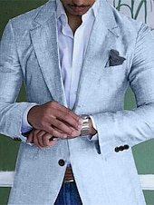 voordelige Heren Klassieke Blazers-Voor heren Afstuderen Linnen blazer Blazer liiketoiminta Cocktailparty Bruiloft Modieus Casual Lente Herfst Linnen / katoenmix Effen Zak Knop Comfortabel Enkele knoopsluiting één knoop Blazer